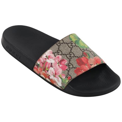 fake gucci gg bloom slides|gucci floral slides size 8.